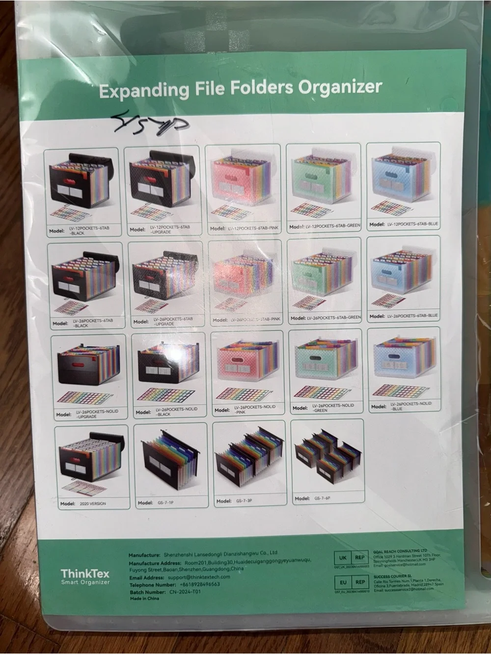Thinktex 26-Pocket Accordion File Organizer, Upright & Open Top,